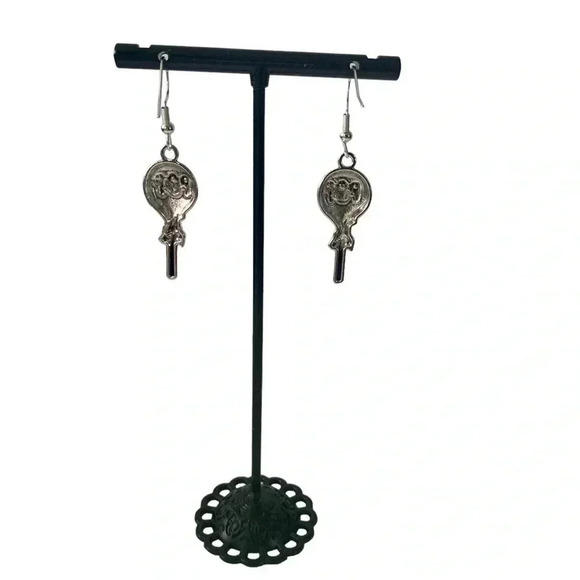 POP Novelty Silver-plated Lollipop Dangle Earrings Handcrafted Candy Jewelry - Picture 3 of 6